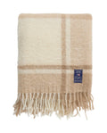 Lexington Beige/White Checked Mohair Mix Kuscheldecke