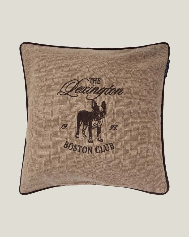 LEXINGTON Boston Club Kissenhülle aus Bio-Baumwolltweed, beige/braun