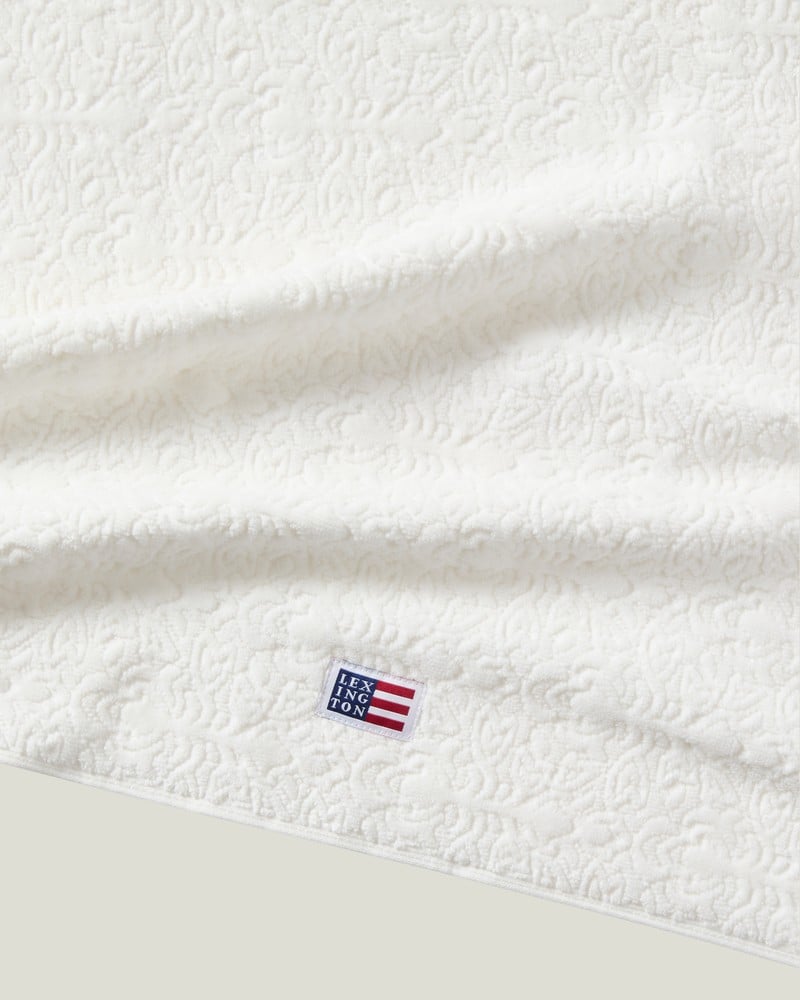 LEXINGTON Velours-Jacquard Ornament-Handtuch, schneeweiß