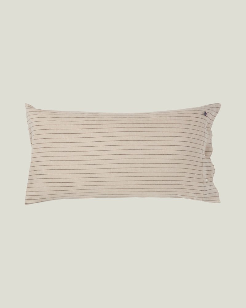 LEXINGTON Kissenbezug aus Baumwollflanell mit nadelstreifen, beige/braun