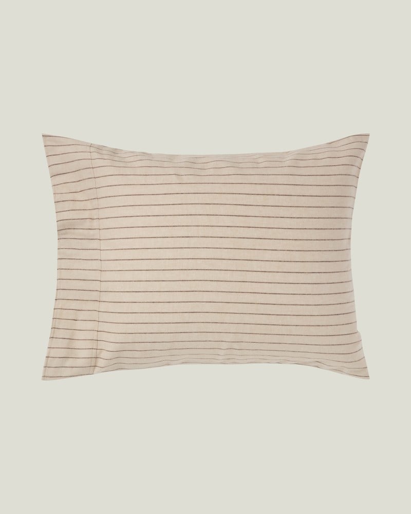 LEXINGTON Bettwäsche-set aus Baumwollflanell mit nadelstreifen, beige/braun