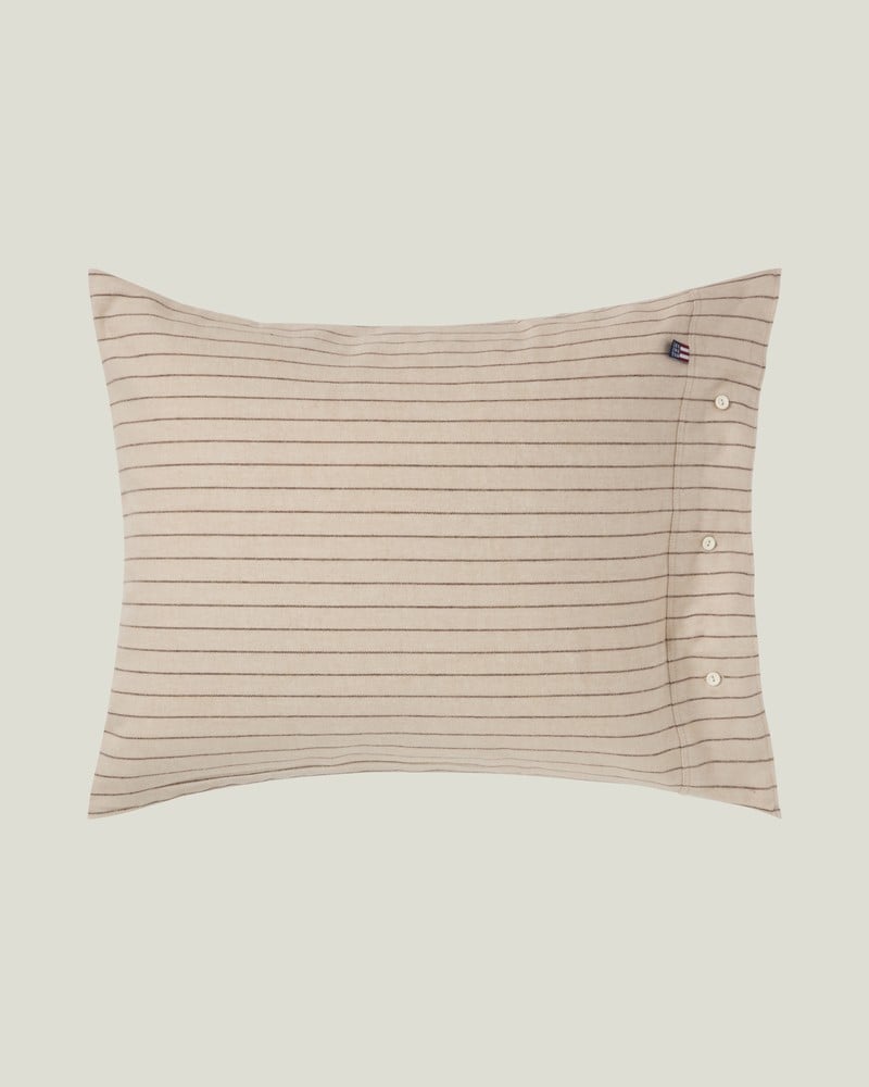 LEXINGTON Bettwäsche-set aus Baumwollflanell mit nadelstreifen, beige/braun