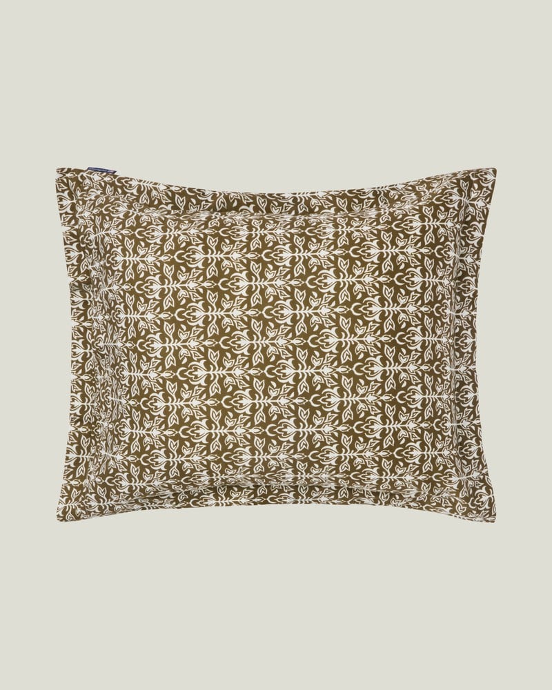 LEXINGTON Bettwäsche-set aus Baumwollsatin mit ornamentmuster, oliv/weiß