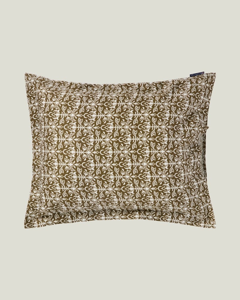LEXINGTON Bettwäsche-set aus Baumwollsatin mit ornamentmuster, oliv/weiß