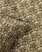 LEXINGTON Bettwäsche-set aus Baumwollsatin mit ornamentmuster, oliv/weiß