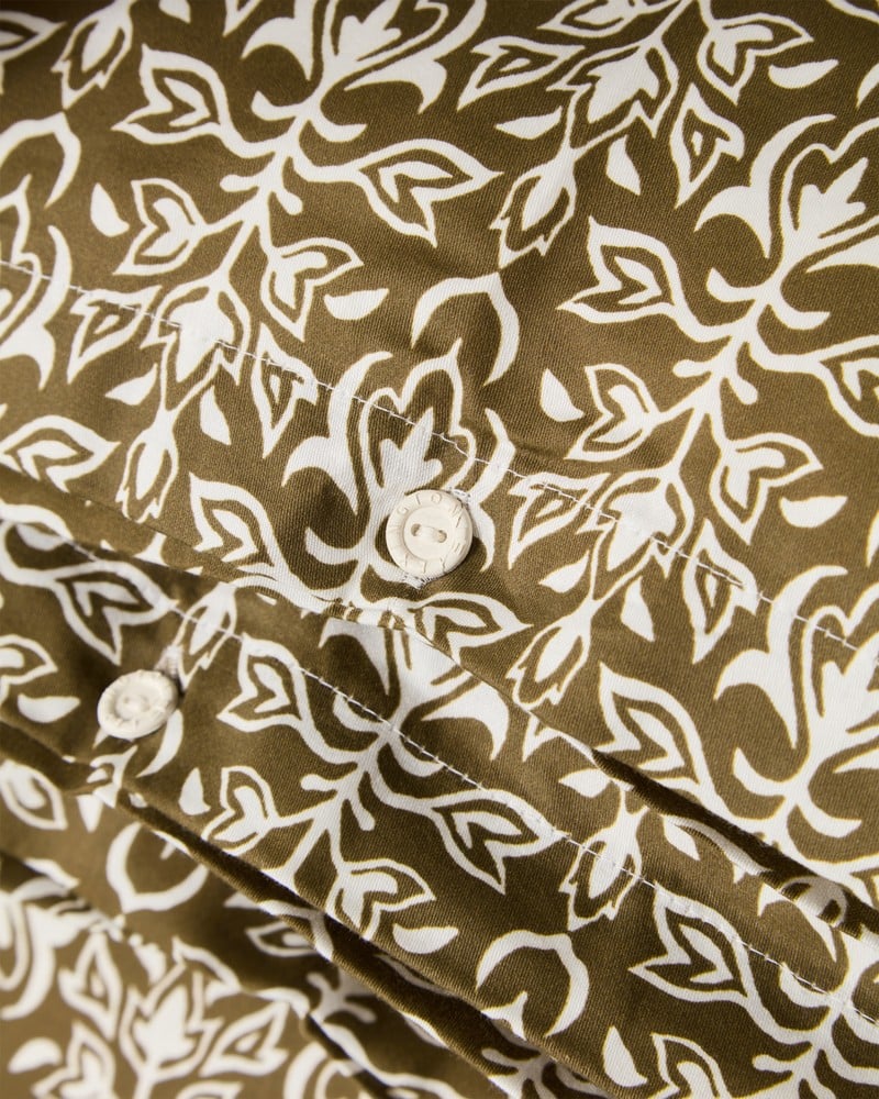 LEXINGTON Bettwäsche-set aus Baumwollsatin mit ornamentmuster, oliv/weiß