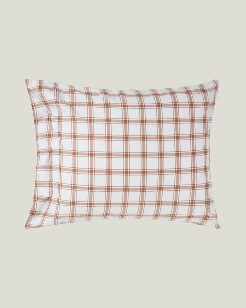 LEXINGTON Karierter Pinpoint-Kissenbezug aus lyocell/Baumwolle, white/fudge