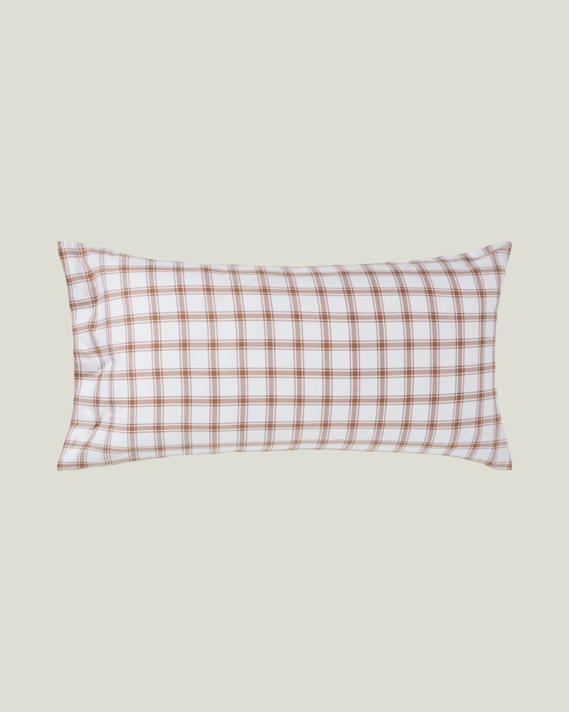 LEXINGTON Karierter Pinpoint-Kissenbezug aus lyocell/Baumwolle, white/fudge