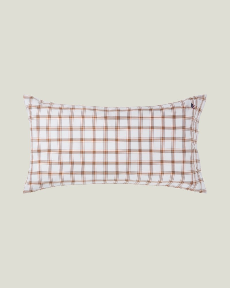 LEXINGTON Karierter Pinpoint-Kissenbezug aus lyocell/Baumwolle, white/fudge