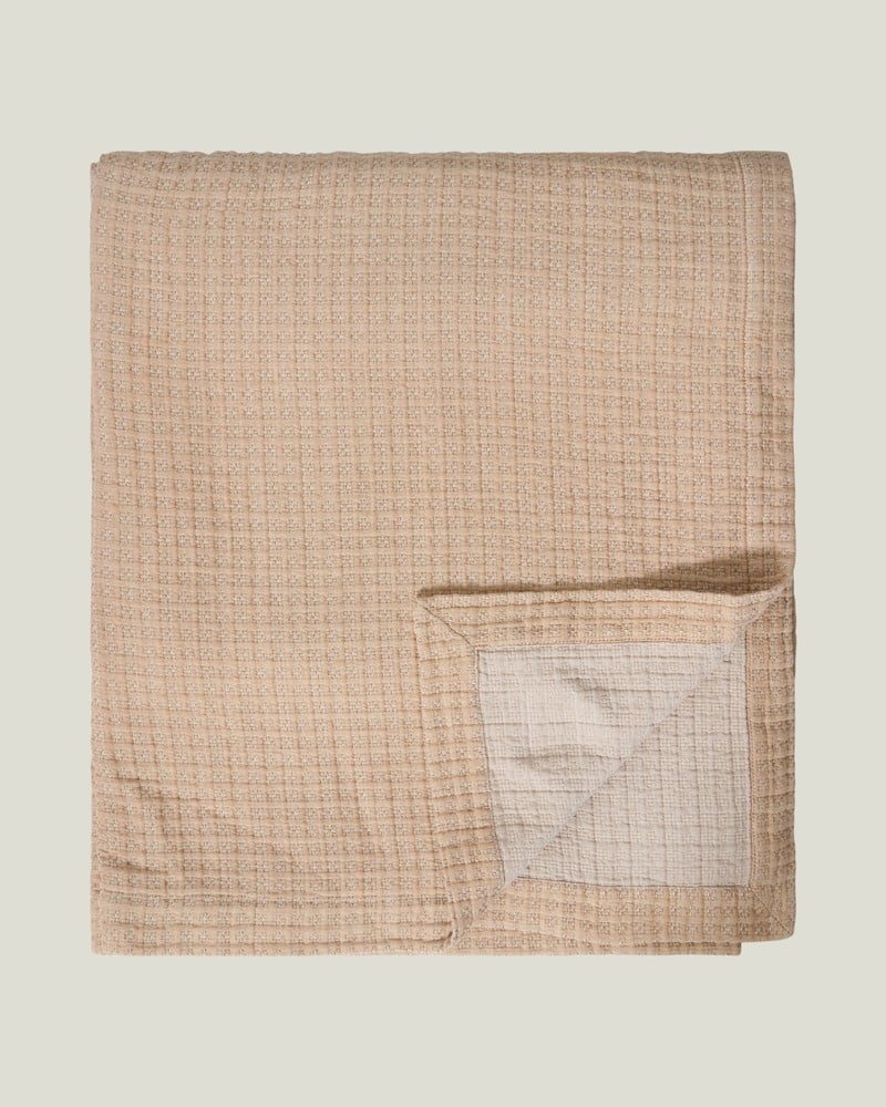 LEXINGTON Jacquard-Tagesdecke aus Bio-Baumwolle, fudge