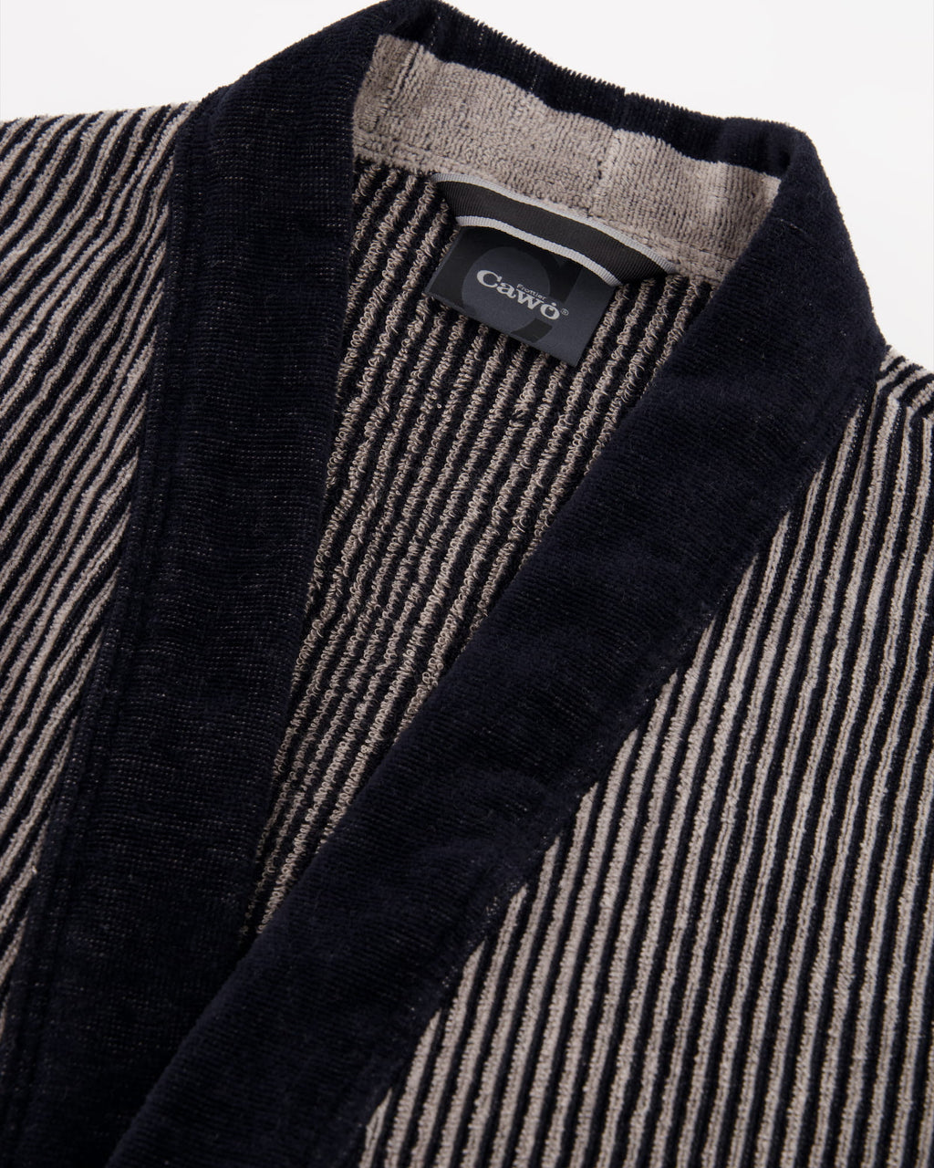 Cawö 5840 Herren Velours-Kimono mit Schalkragen – Baumwolle