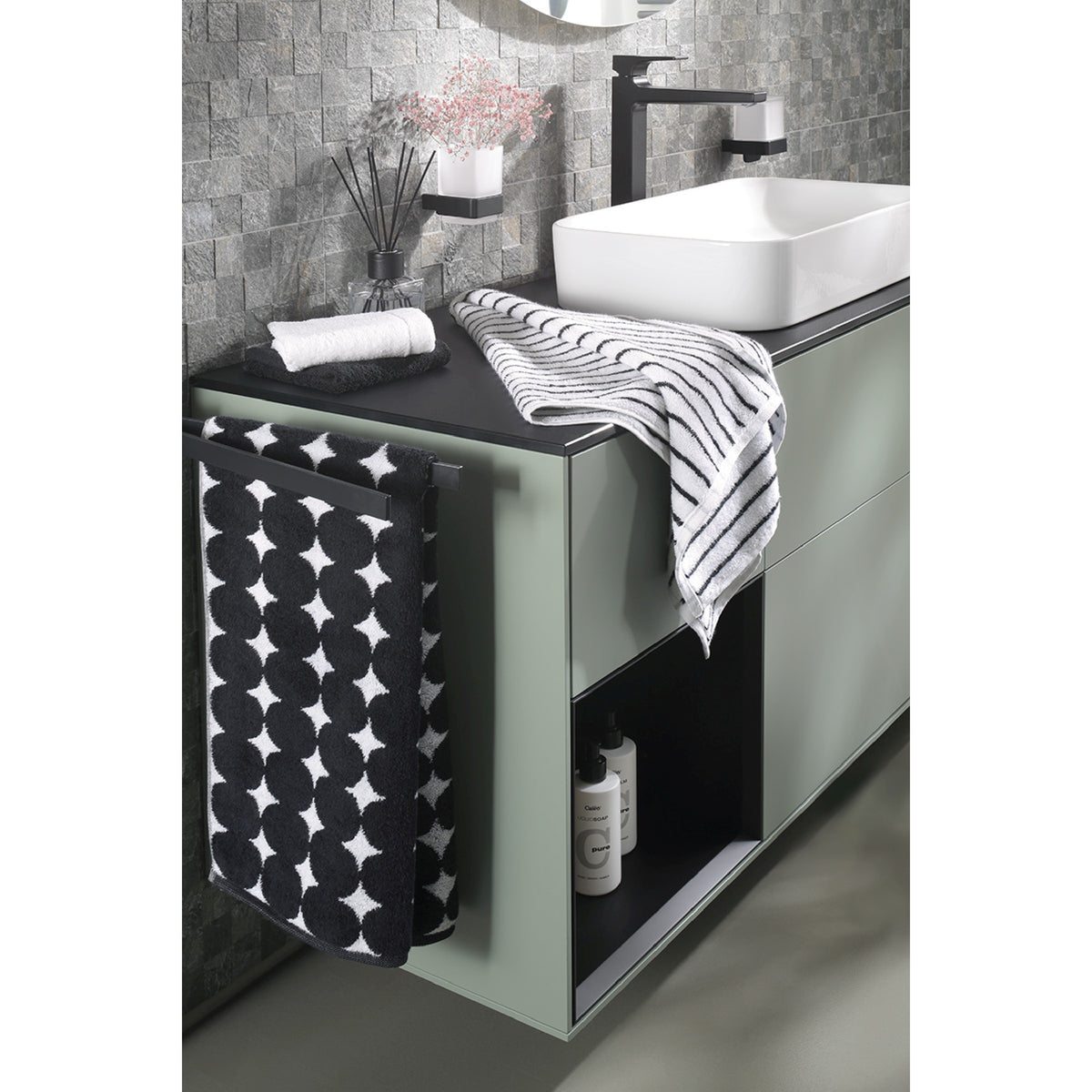 Cawö Black&White Bubbles Duschtuch – Baumwolle