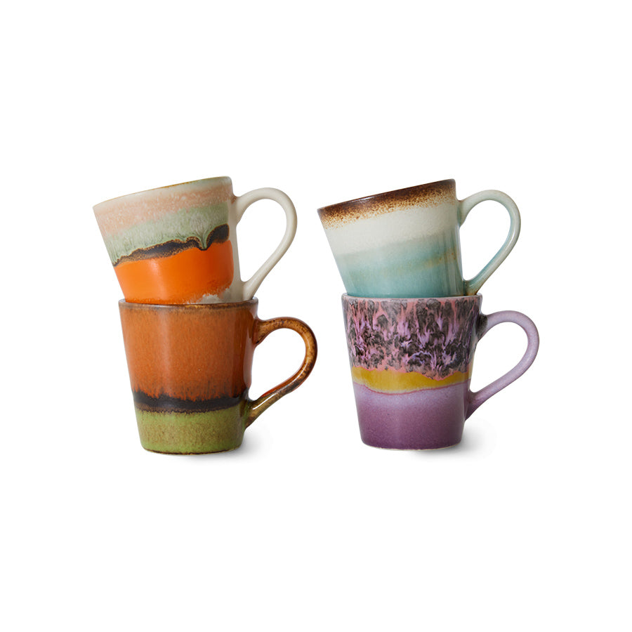 HKliving 70s Ceramics Espresso Tassen 4er-Set – Steinzeug
