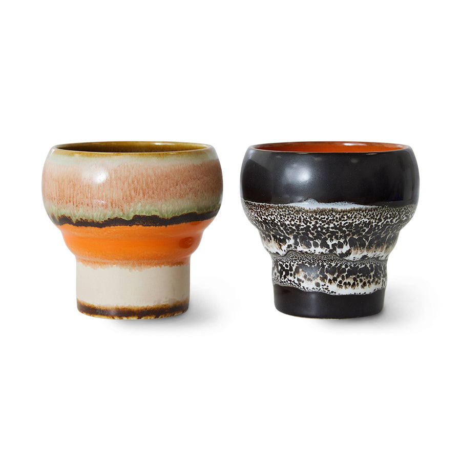 HKliving 70's Ceramics Lungo-Becher – 2er-Set Stoneware, basalt