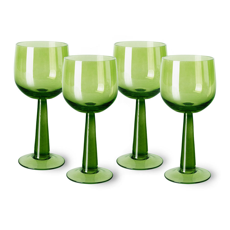 HKliving The Emeralds Weinglas 4er-Set – Glas, Lime Green